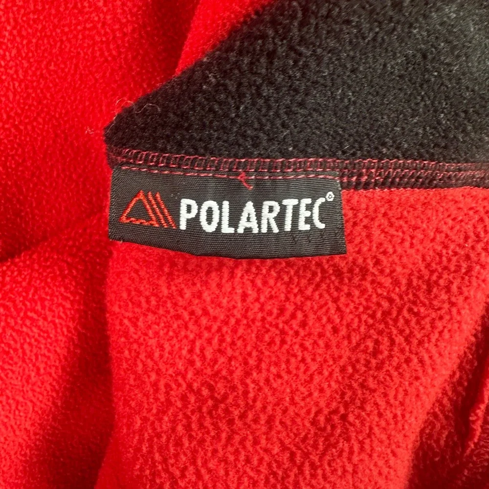 The North Face‎ Polartec Quarter Zip Mens Large Red Black Fleece Pullover Jacket